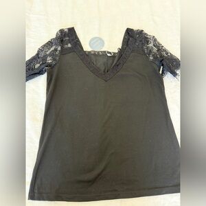 SHEIN Black Lace Sleeve Top